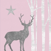 餐巾25x25厘米 - Mystic Deer silver rosé 25x25 cm