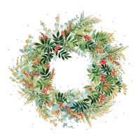 Салфетки 25х25 см - Christmas Hill Wreath Napkin 25x25