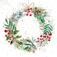Servilletas 25x25 cm - Festive Wreath Napkin 25x25