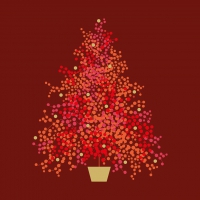 Serviettes 33x33 cm - Seasons Tree red Napkin 33x33