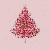 Салфетки 33x33 см - Christmas Tree in Rosé Napkin 33x33