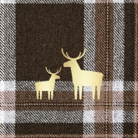 餐巾33x33厘米 - Check brown and Deer Napkin 33x33