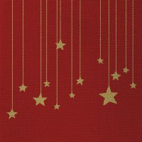 Napkins 33x33 cm embossed - Stars on Canvas red