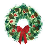 Serviettes 33x33 cm - Winter Wreath 33x33 cm
