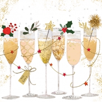 Serviettes 33x33 cm - Champagne Glasses 33x33 cm