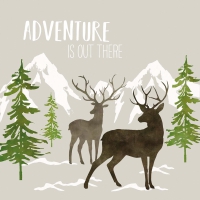 餐巾33x33厘米 - Adventure Deer taupe Napkin 33x33