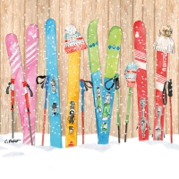 Салфетки 33x33 см - Skiing Napkin 33x33