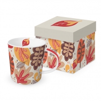 Porcelain cup with handle - Autumn Oak