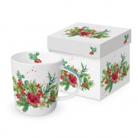 Porcelain cup with handle - Flora Christmas