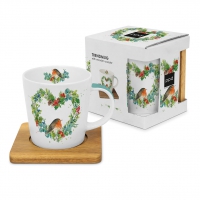 Porcelain cup with handle - Robin Heart Trend Mug nature