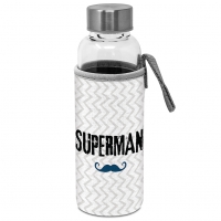 Message in a Bottle - Glass Bottle with protection sleeve Superman