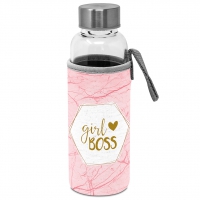 Message dans une bouteille - Glass Bottle with protection sleeve Girlboss