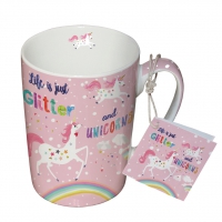 Porzellan-Tasse - Becher Glitter & Unicorns