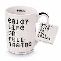 Porcelain Cup - Becher Enjoy life in full trains