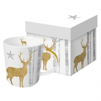 Porzellan-Henkelbecher - Trend Mug GB Mystic Deer Gold real gold