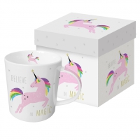Taza de porcelana con mango - Trend Mug GB White Unicorn pink
