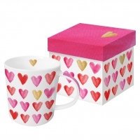 Tasse en porcelaine avec poignée - Trend Mug GB Aquarell Hearts real gold