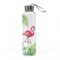 Botella de vidrio - Tropical Flamingo