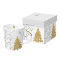 Taza de porcelana con mango - Trend Mug GB Mystic Tree white real gold