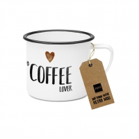 Enamel mug - Happy Metal Mug Coffee Lover
