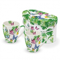 Porcelain cup with handle - Mug Set GB Tropical Butterflies