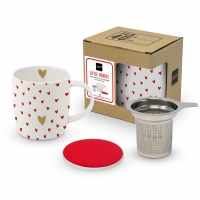 tea cups - Mug Lid & Strainer Little Hearts real gold