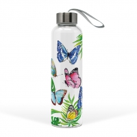 Botella de vidrio - Glass Bottle Tropical Butterflies