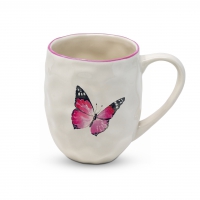 Porcelain cup with handle - Organic Mug Tropical Butterfly