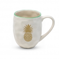 Porcelain cup with handle - Organic Mug Tropical Pineapple real gold