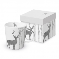Porzellan-Henkelbecher - Trend Mug GB Mystic Deer real platinum