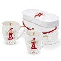 Porcelain cup with handle - Mug Set GB Lucy red
