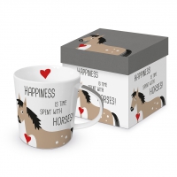 Porcelanowy kubek z uchwytem - Trend Mug GB Happiness & Horses