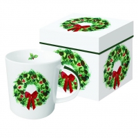 Porzellan-Henkelbecher - Trend Mug GB Winter Wreath