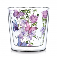 Doppelwand Glas 0,3 L - Doublewall Trendglass Flower Splash