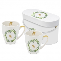 Porcelain cup with handle - Mug Set GB Two Hearts