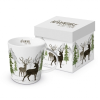 Porcelain cup with handle - Adventure Deer white