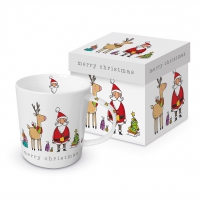 Porcelain cup with handle - Christmas Friends