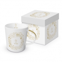 Porcelain cup with handle - Magic white Real Gold