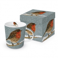 Porcelain cup with handle - Snow is falling