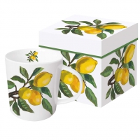 Tasse en porcelaine avec poignée - Lemon Musée white