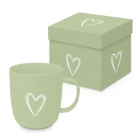 Porcelain cup with handle - Pure Heart green