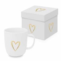 Porcelain cup with handle - Pure Heart gold