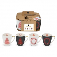 Porzellan-Henkelbecher - Seasons Greetings 4 Mug Set