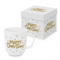 Porcelain cup with handle - Merry Christmas gold