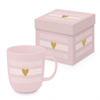 Porcelain cup with handle - Heart of Gold rosé