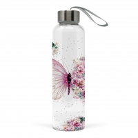 Szklana butelka - Butterfly Flowers Bottle