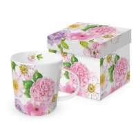Porcelanowy kubek z uchwytem - Flower Blush