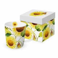 Porcelain cup with handle - Sunflowers