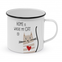 Emaille Becher - Home Cat Happy Metal Mug