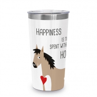 Kubek podróżny ze stali nierdzewnej - Happiness & Horses Travel Mug 0,43